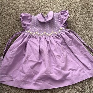 Vintage baby girl embroidered smoked dress